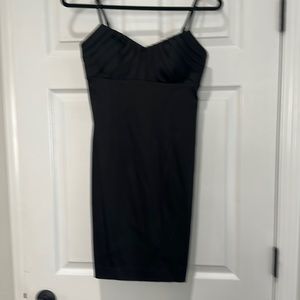 Calvin Klein petites black sateen cocktail dress. Size 2p. NWT
